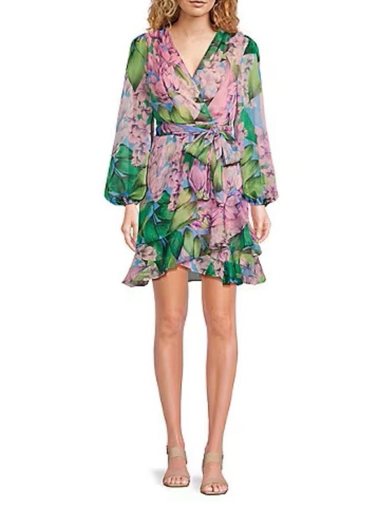 Alex Marie Dresses & Skirts - NEW Womens Alex Marie Laurel Chiffon Long Sleeve Mini Wisteria Dress $178